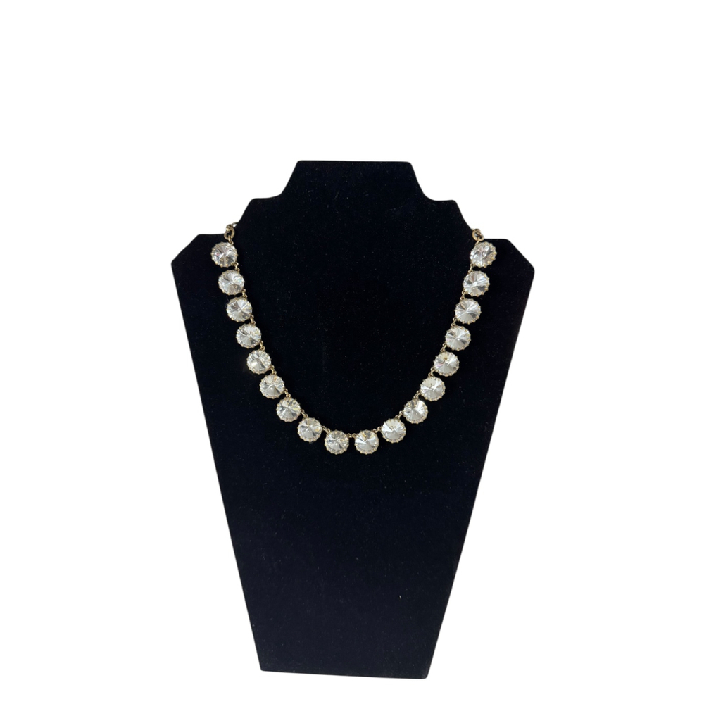 J. Crew Factory Crystal Collar Necklace in Clear and Gold